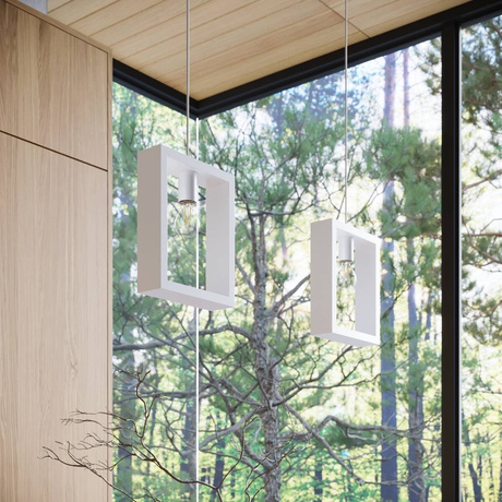 Lámpara colgante ARIES blanca + 1x bombilla LED E27 3000K Cálida 7,5W 620lm