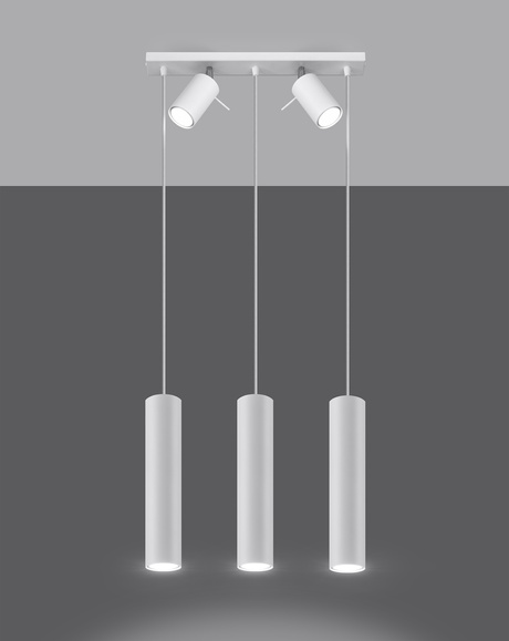 RING 3 lámpara colgante blanco + 5x bombilla LED GU-10 3000K Cálido 7W 620lm