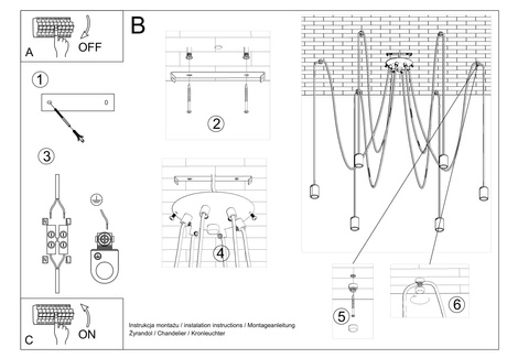 EDISON 5 lámpara colgante negra + 5x bombilla LED E27 3000K Cálida 7,5W 620lm