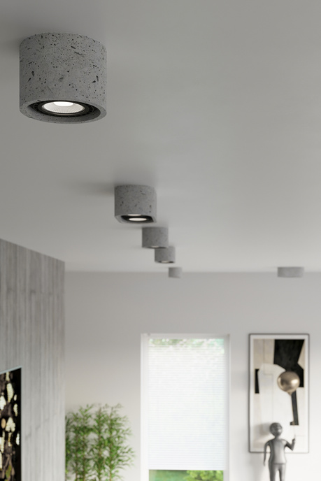 Plafond BASIC 1 hormigón + 1x bombilla LED GU10 AR111 3000K Cálida 12W 800lm