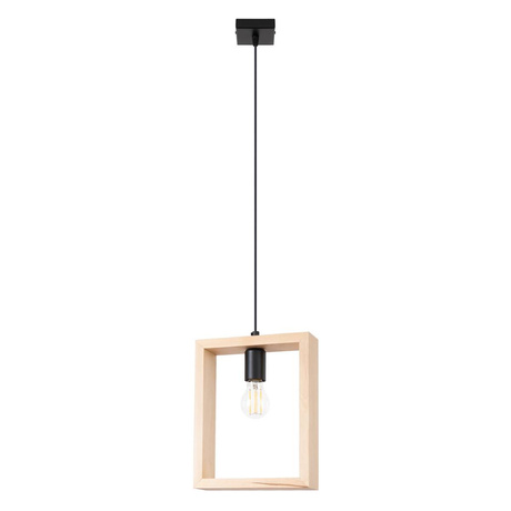 Lámpara colgante ARIES madera natural + 1x bombilla LED E27 3000K 7W 760lm