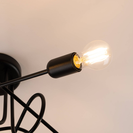 SUPEŁ 5 lámpara de araña negra + 5X bombilla LED E27 3000K 7W 760lm