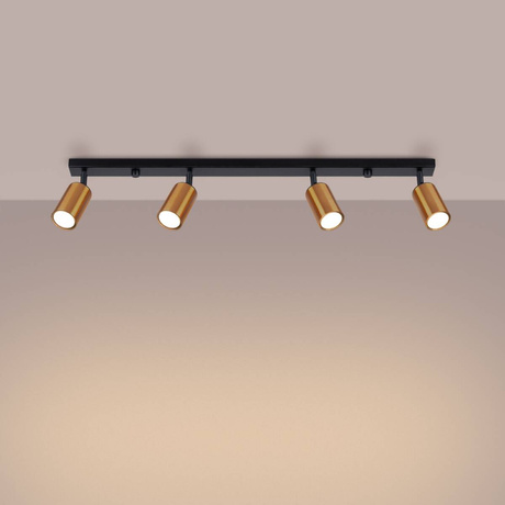 WINX Plafón 4L negro/cobre + 4x bombilla LED GU-10 4000K Frío 7W 530lm