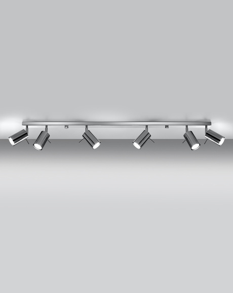 Plafond RING 6L cromo + 6x bombilla LED GU-10 4000K Fría 7W 630lm