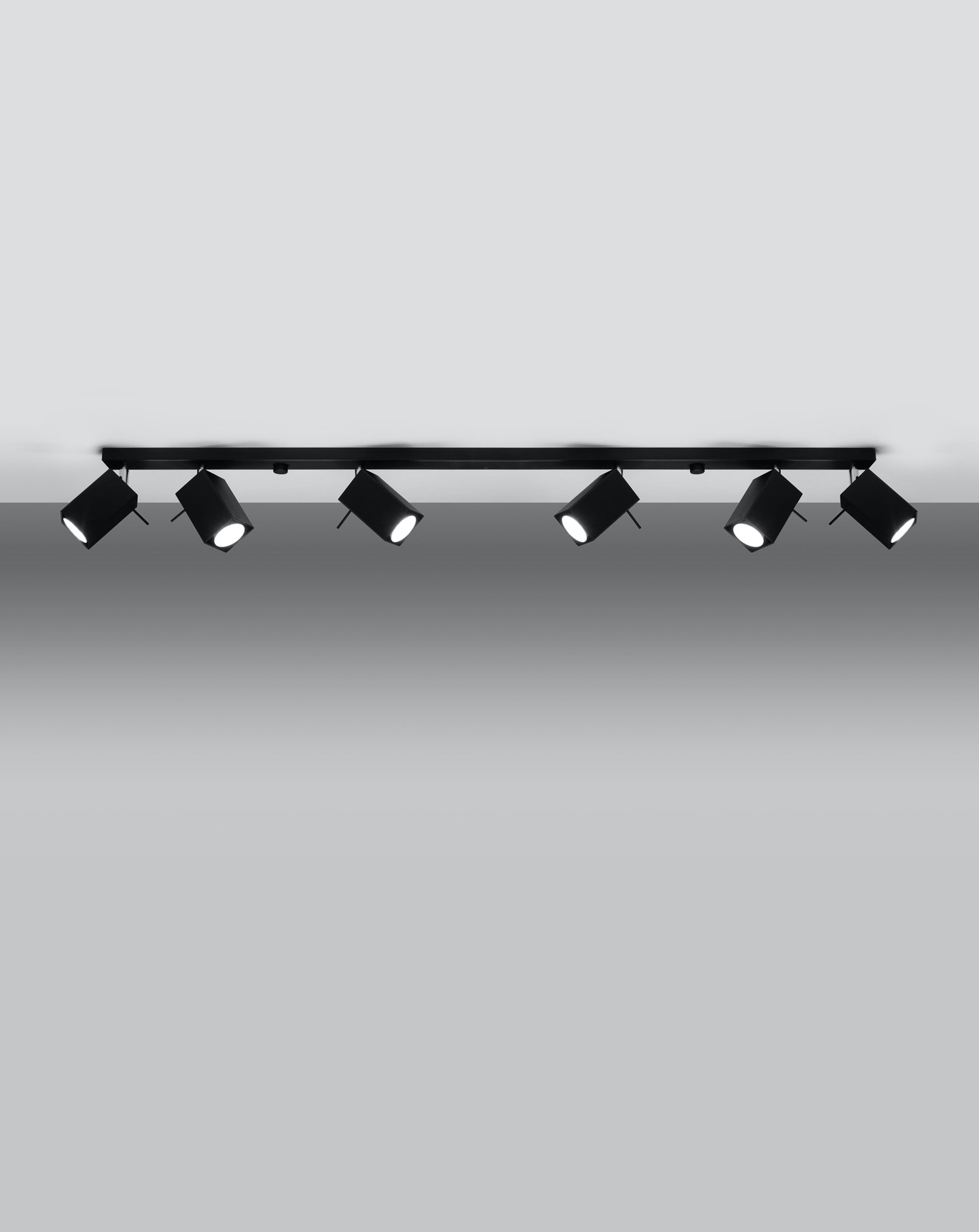 Plafond MERIDA 6L negro + 6x Bombilla LED GU-10 3000K Cálida 7W 620lm