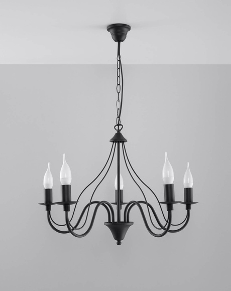 Lámpara de araña MINERWA 5 negra + 5x bombilla LED E14 3000K Cálida 7,5W 620lm