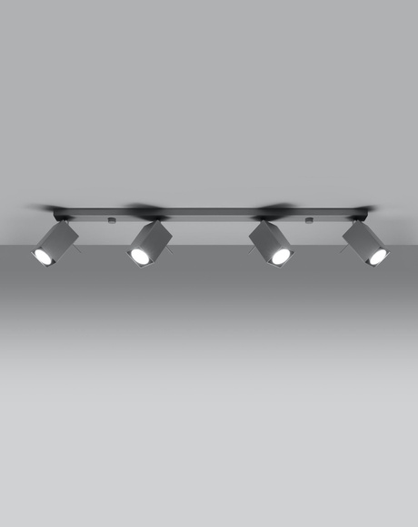 Plafond MERIDA 4L gris + 4x Bombilla LED GU-10 4000K Fría 7W 630lm