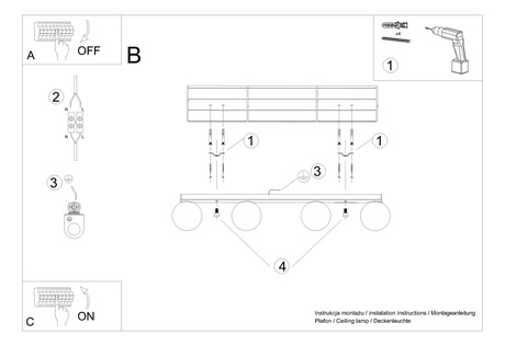 Plafond YOLI 4 blanco + 4x bombilla LED G9 4000K Fría 4,5W 460lm