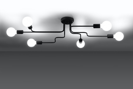 Lámpara de araña VECTOR 6 negra + 6x bombilla LED E27 3000K Cálida 7,5W 620lm