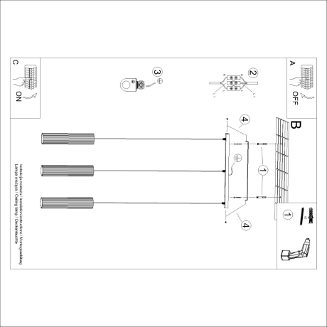 Lámpara colgante KARBON 3L blanca