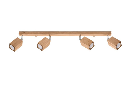 Plafond KEKE 4 roble + 4x bombilla LED GU-10 3000K Cálido 7W 620lm