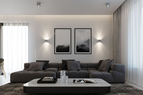 Plafond QUAD hormigón + 1x bombilla LED GU-10 3000K Cálida 7W 620lm