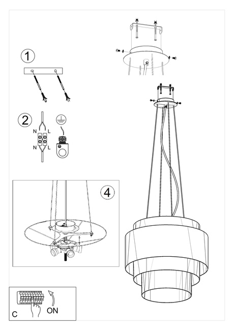 Lámpara de araña REFLEXION 50 blanca + 5 bombillas LED E27 3000K Cálida 7,5W 620lm