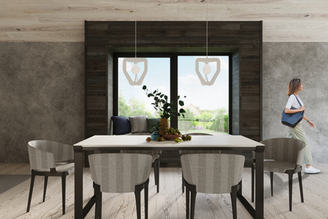 Lámpara colgante TRES blanca + 1x bombilla LED E27 4000K Fría 7,5W 650lm