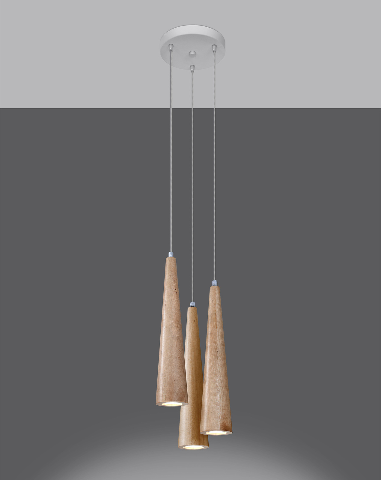 SULA 3P lámpara colgante madera natural + 3x GU-10 3000K cálido 7W LED bombilla 620lm