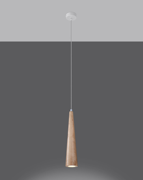 SULA 1 lámpara colgante de madera natural + 1x bombilla LED GU-10 4000K fría de 7W y 630lm
