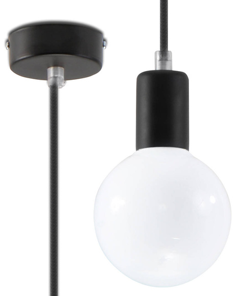 EDISON lámpara colgante negro + 1x bombilla LED E27 3000K Warm 7,5W 620lm