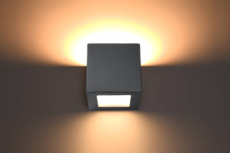 Aplique de cerámica LEO gris + 1x bombilla LED E27 4000K Fría 7,5W 650lm