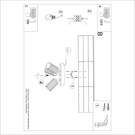 Lámpara de techo KARBON 3P negra