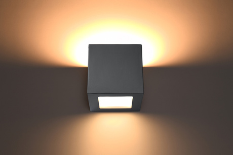 Aplique de cerámica LEO gris + 1x bombilla LED E27 4000K Fría 7,5W 650lm