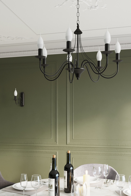 Lámpara de araña MINERWA 7 negra + 7x bombilla LED E14 3000K Cálida 7,5W 620lm