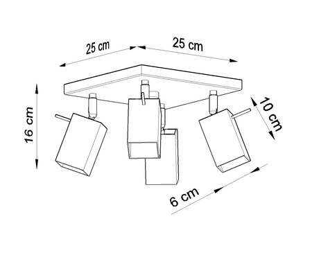 Plafond MERIDA 4 blanco + 4x Bombilla LED GU-10 4000K Fría 7W 630lm