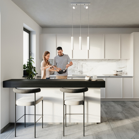 RING 3 lámpara colgante blanco + 5x bombilla LED GU-10 3000K Cálido 7W 620lm