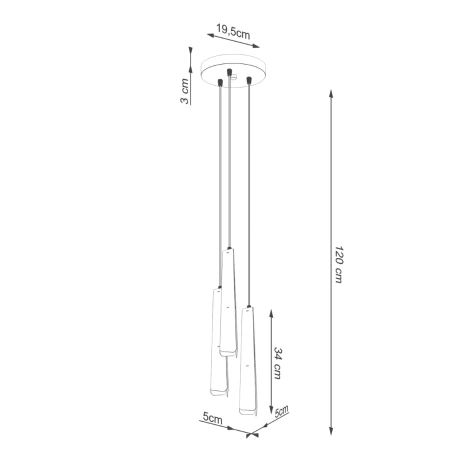 Lámpara colgante PRYSM 3P blanca