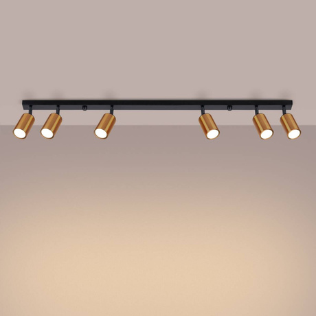 WINX Plafón 6L negro/cobre + 6x bombilla LED GU-10 4000K Frío 7W 530lm