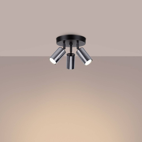 WINX Plafón 3P negro/cromo + 3x bombilla LED GU-10 3000K Cálido 7W 510lm