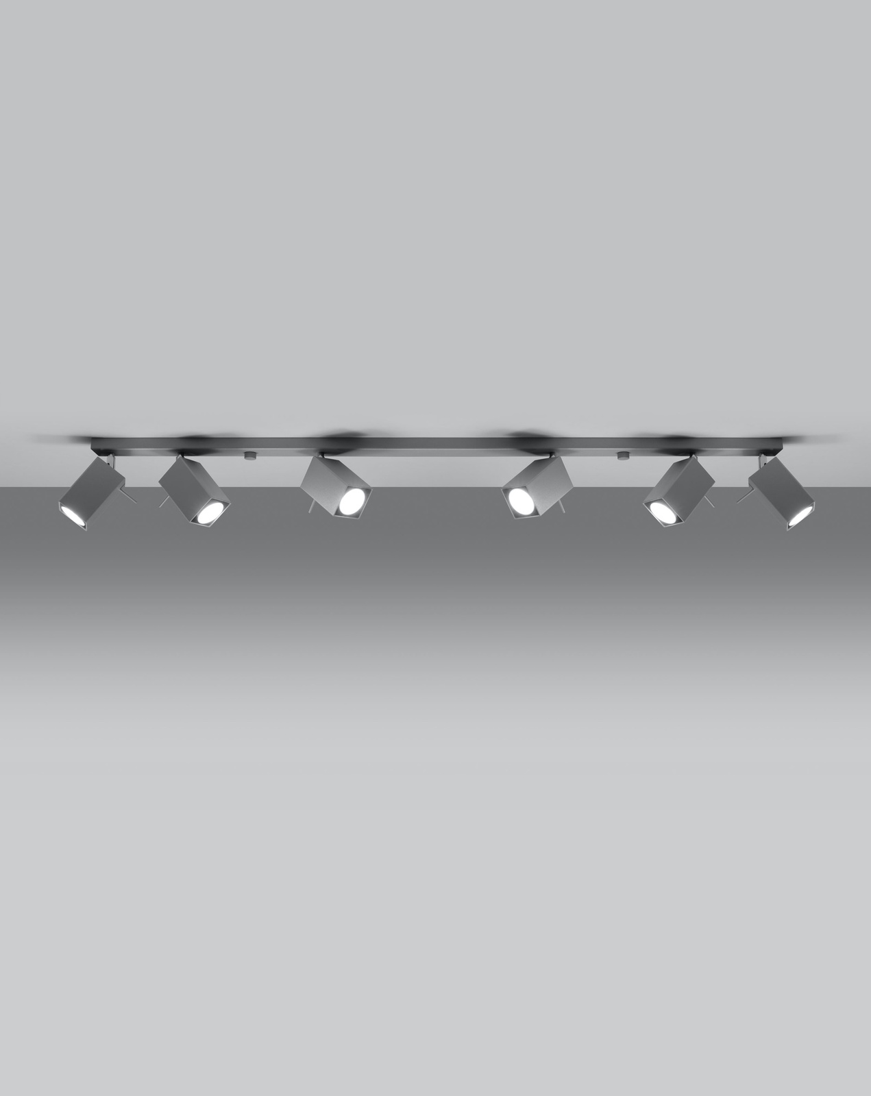 Plafond MERIDA 6L gris + 6x Bombilla LED GU-10 3000K Cálida 7W 620lm