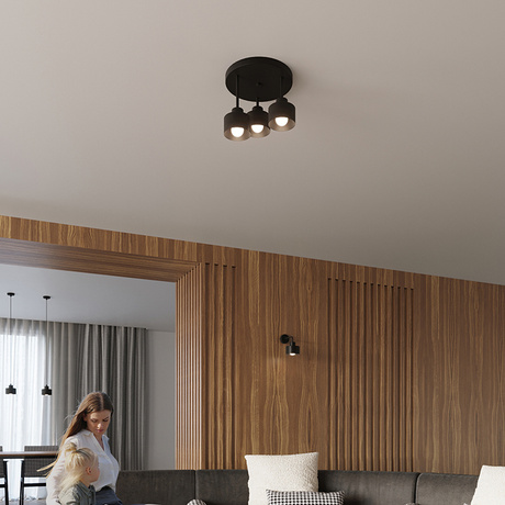 Plafond SAVAR 2 negro + 2x bombilla LED E27 4000K Fría 7,5W 690lm