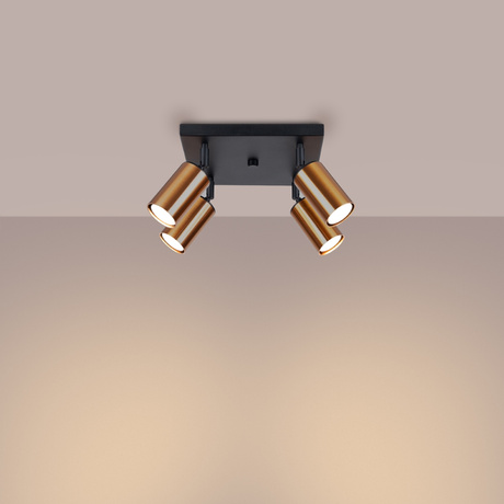 WINX 4 Plafón negro/cobre + 4x bombilla LED GU-10 4000K Frío 7W 530lm