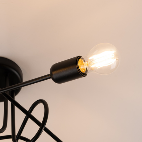 SUPEŁ 5 lámpara de araña negra + 5X bombilla LED E27 3000K 7W 760lm