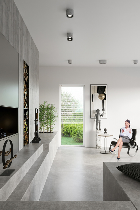 Plafond BASIC 1 hormigón + 1x bombilla LED GU10 AR111 4000K FRÍO 12W 850lm