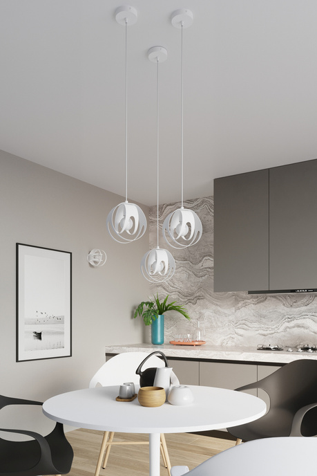 TULOS 1 lámpara colgante blanca + 1x bombilla LED E27 4000K Fría 7,5W 650lm