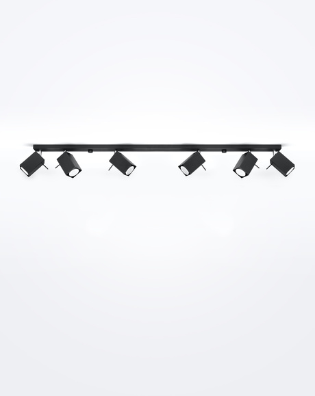 Plafond MERIDA 6L negro + 6x Bombilla LED GU-10 4000K Fría 7W 630lm