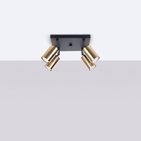 WINX 4 Plafón negro/oro +4x bombilla LED GU-10 4000K Frío 7W 530lm