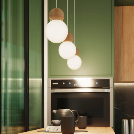 PEKKA Lámpara colgante 1 blanco/madera natural + 1x bombilla LED G9 3000K Cálida 4,5W 450lm