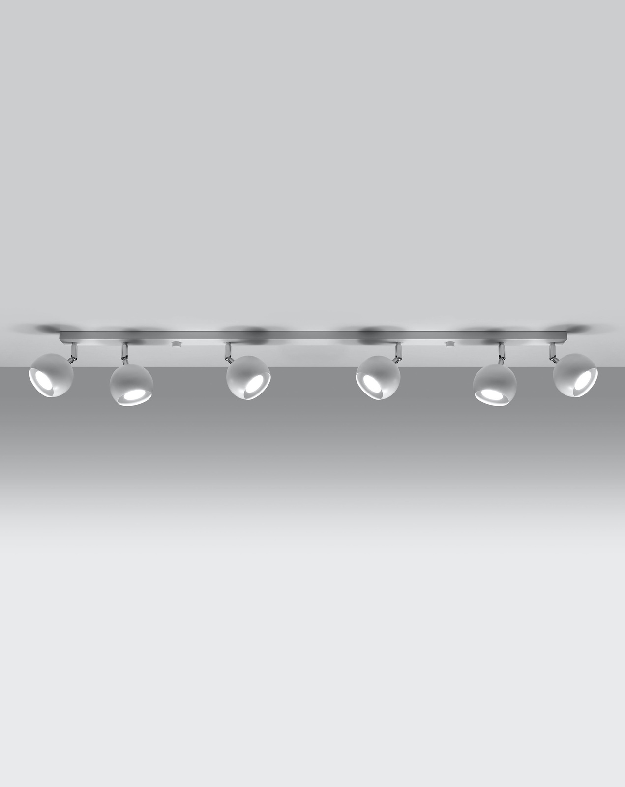 Plafond OCULARE 6L blanco + 6x Bombilla LED GU-10 3000K Cálida 7W 620lm