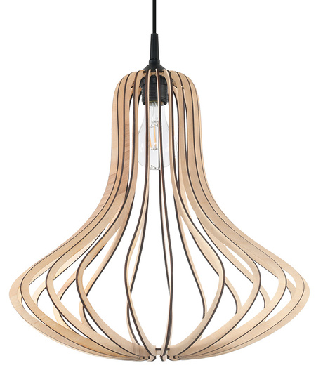 Lámpara colgante ELZA madera natural + 1x bombilla LED E27 4000K Fría 7,5W 650lm
