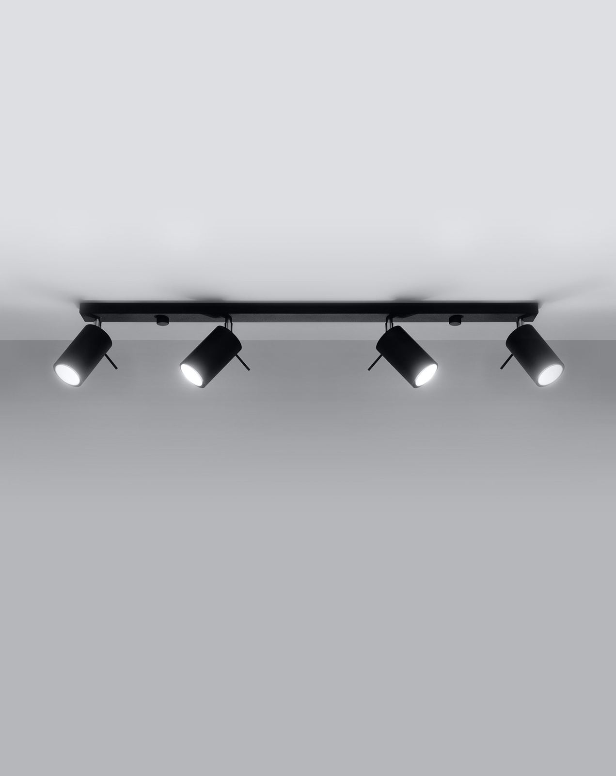 Plafond RING 4L negro + 4x Bombilla LED GU-10 4000K Fría 7W 630lm