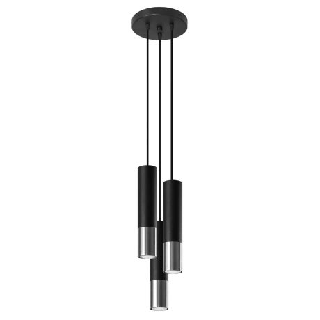 Lámpara colgante LOOPEZ 3P negro/cromo