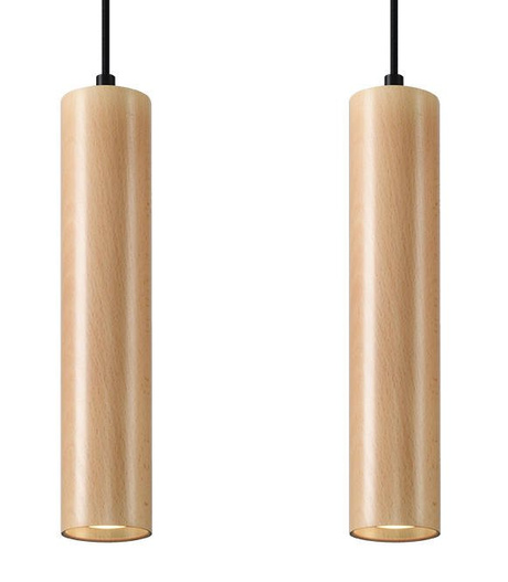 LINO 2 lámpara colgante de madera natural + 2x GU-10 4000K fría 7W 630lm bombilla LED
