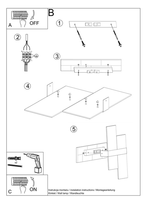 Lámpara de pared MASSIMO cromo + 2x bombilla LED G9 3000K Cálida 4,5W 510lm
