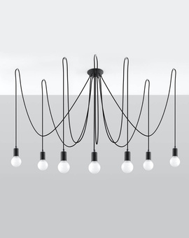 EDISON 7 lámpara colgante negra + 7x bombilla LED E27 3000K Cálida 7,5W 620lm