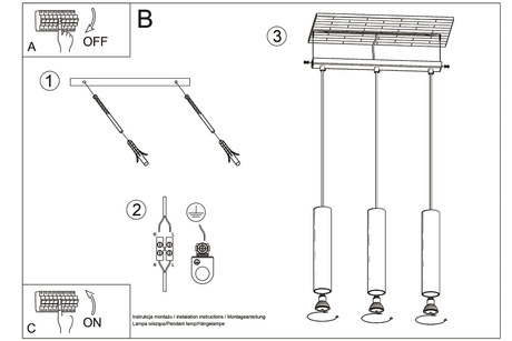 Lámpara LED colgante LAGOS 3 blanca + 3x bombilla LED GU-10 3000K Cálida 7W 620lm