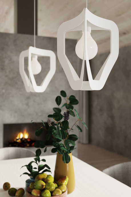 Lámpara colgante TRES blanca + 1x bombilla LED E27 4000K Fría 7,5W 650lm