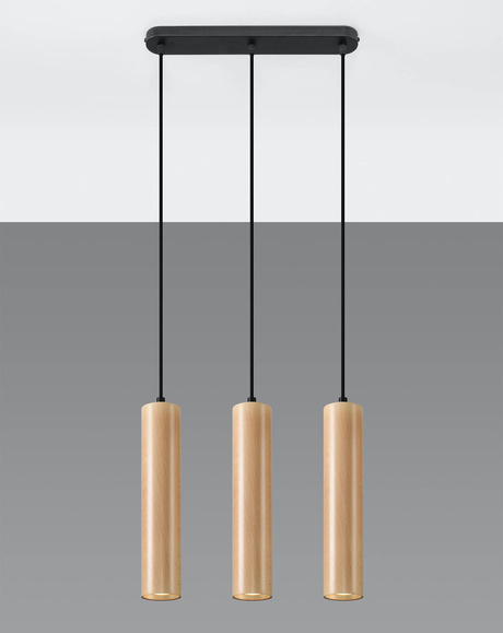 Lámpara colgante LINO 3 natural + 3 bombillas LED GU-10 3000K Warm 7W 620lm