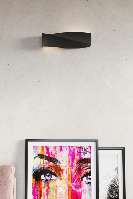 Aplique de cerámica SIGMA negro + 1x bombilla LED E27 4000K Fría 7,5W 650lm